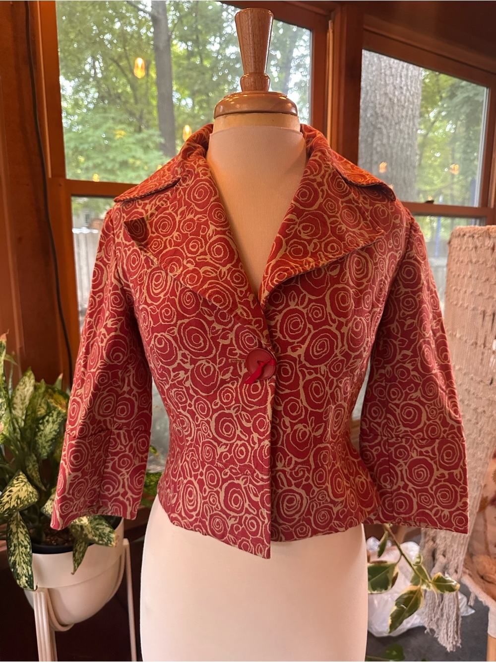 mac & jac red Patterned Cropped Blazer